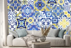 Naklejka: Niebiesko żółte płytki w stylu portugalskim