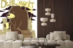 Naklejka: Niedźwiedź na deskorolce i napis deal with it