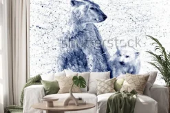 Naklejka: Niedźwiedzie polarne na śniegu