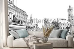 Naklejka: Niemcy. monachium. ręcznie rysowane szkic, ilustracji wektorowych