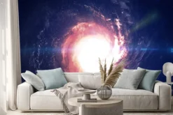 Naklejka: Niesamowicie piękna galaktyka spiralna gdzieś w przestrzeni kosmicznej.