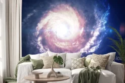 Naklejka: Niesamowicie piękna galaktyka spiralna gdzieś w przestrzeni kosmicznej.