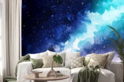 Naklejka: Night. the infinite deep starry sky, the milky way. northern