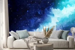 Naklejka: Night. the infinite deep starry sky, the milky way. northern