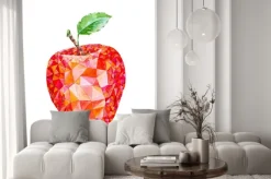 Naklejka: Niska poli akwarela jabłko