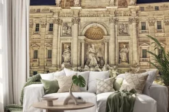 Naklejka: Nocny widok z wody i skały w fontannie