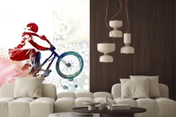 Naklejka: Nowoczesna grafika z rowerzystą