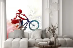 Naklejka: Nowoczesna grafika z rowerzystą