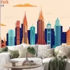 Naklejka: Nowoczesna grafika z najsłynniejszymi budynkami nowego jorku