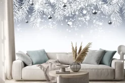 Naklejka: Nowy rok baner z bombkami.