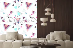 Naklejka: Objęty wzorem akwareli trójbokowy wzór na białym tle. trójkąty