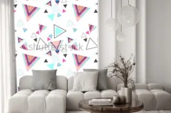 Naklejka: Objęty wzorem akwareli trójbokowy wzór na białym tle. trójkąty