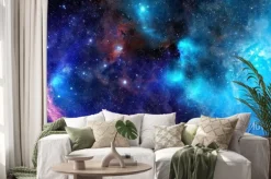 Naklejka: Obłok gazu mgławica w głębokiej przestrzeni kosmicznej