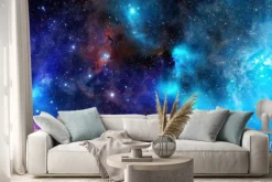 Naklejka: Obłok gazu mgławica w głębokiej przestrzeni kosmicznej