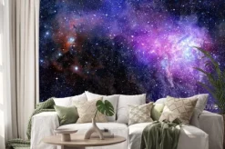 Naklejka: Obłok gazu mgławica w głębokiej przestrzeni kosmicznej