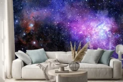 Naklejka: Obłok gazu mgławica w głębokiej przestrzeni kosmicznej