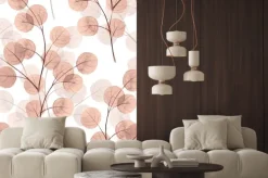 Naklejka: Oddziały z okrągłymi liśćmi. akwarele tła. jednolite wzór 8