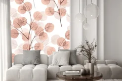 Naklejka: Oddziały z okrągłymi liśćmi. akwarele tła. jednolite wzór 8