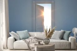 Naklejka: Offene tür mit sonnenlicht