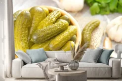 Naklejka: Ogórki w drewnianej misce