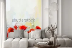 Naklejka: Oil painting red poppy flowers. spring floral nature background