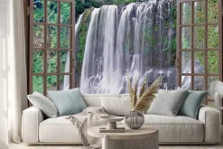 Naklejka: Okno i wodospad