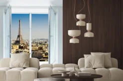 Naklejka: Okno z widokiem na paryż i wieżę eiffla