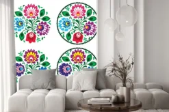 Naklejka: Okrągłe wzory w stylu łowickim