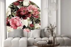 Naklejka: Okrągły bukiet piwonii