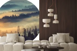 Naklejka: Okrągły pejzaż zachód słońca