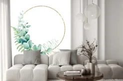 Naklejka: Okrągły wianek z liśćmi