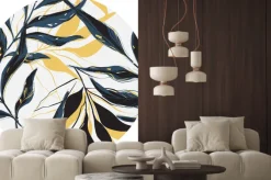 Naklejka: Okrągły wzór z drobnymi liśćmi