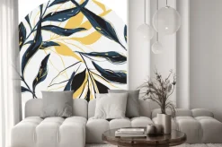 Naklejka: Okrągły wzór z drobnymi liśćmi