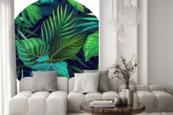 Naklejka: Okrągły wzór zielonych liści