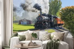 Naklejka: Old vintage steam engine