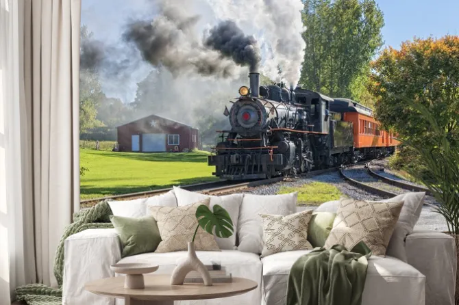 Naklejka: Old vintage steam engine