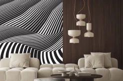 Naklejka: Optyczne sztuki tła abstrakcyjne grafiki w skali szarości czerni