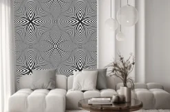 Naklejka: Optyczne sztuki abstrakcyjne paski bezszwowe deco wzorca.