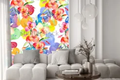 Naklejka: Orange violas bouquet botanical flowers. wild spring leaf wildflower.