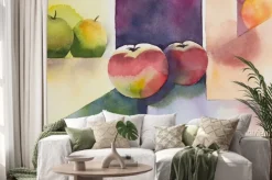 Naklejka: Original watercolor, still life, apple design.