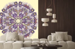 Naklejka: Ornamental round floral lace pattern kaleidoscopic floral pattern,