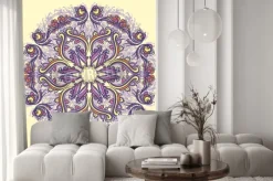 Naklejka: Ornamental round floral lace pattern kaleidoscopic floral pattern,