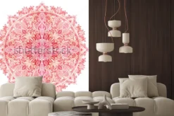 Naklejka: Ornamentalna mandala w odcieniach różowego i czerwonego