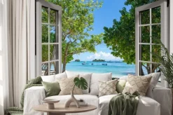 Naklejka: Otwarte okno z widokiem na morze