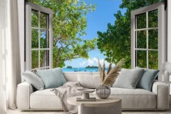 Naklejka: Otwarte okno z widokiem na morze