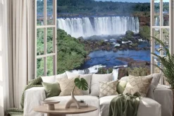 Naklejka: Otwarty windoq panoramiczny vuew do iguacu falls, brazylia