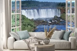 Naklejka: Otwarty windoq panoramiczny vuew do iguacu falls, brazylia