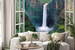 Naklejka: Otwarty windoq panoramiczny vuew do iguacu falls, brazylia