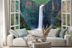 Naklejka: Otwarty windoq panoramiczny vuew do iguacu falls, brazylia