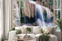 Naklejka: Otwórz okno widok erawan falls, tajlandia